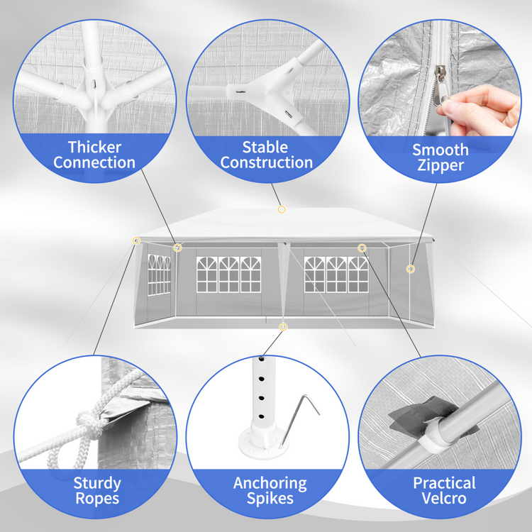 10'X20' Outdoor Party Tent with 4 Removable Sidewalls, Waterproof Canopy Patio Wedding Gazebo, White