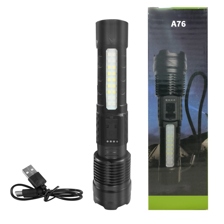 USB Rechargeable LED Flashlight Adjustable Focus Camping Hiking Outdoor Flashlight Work light