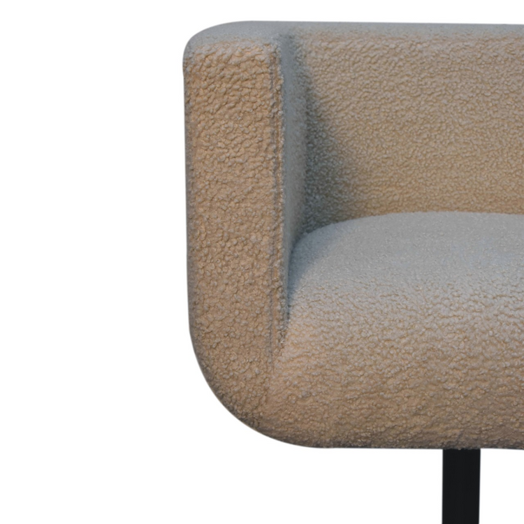Artisan Furniture Solid Mango Wood Cream Boucle Swivel Chair