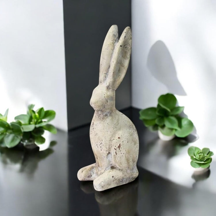 26CM CREAM CEMENT RABBIT