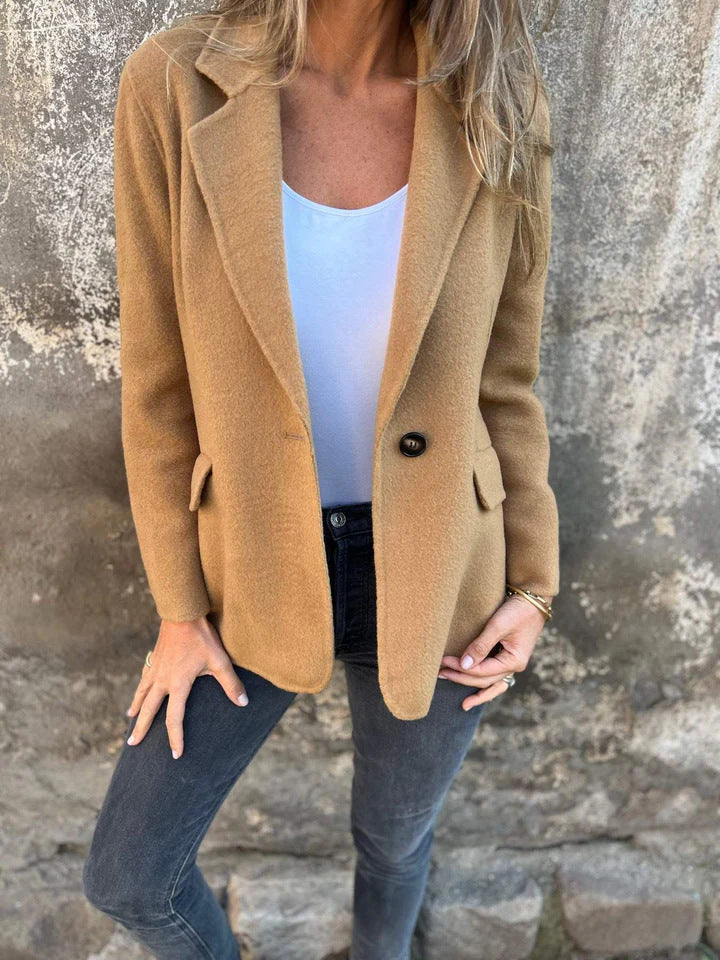 Ins Button Lapel Short Blazer Winter Fashion Commuter Jacket Outwear Women's Clothing