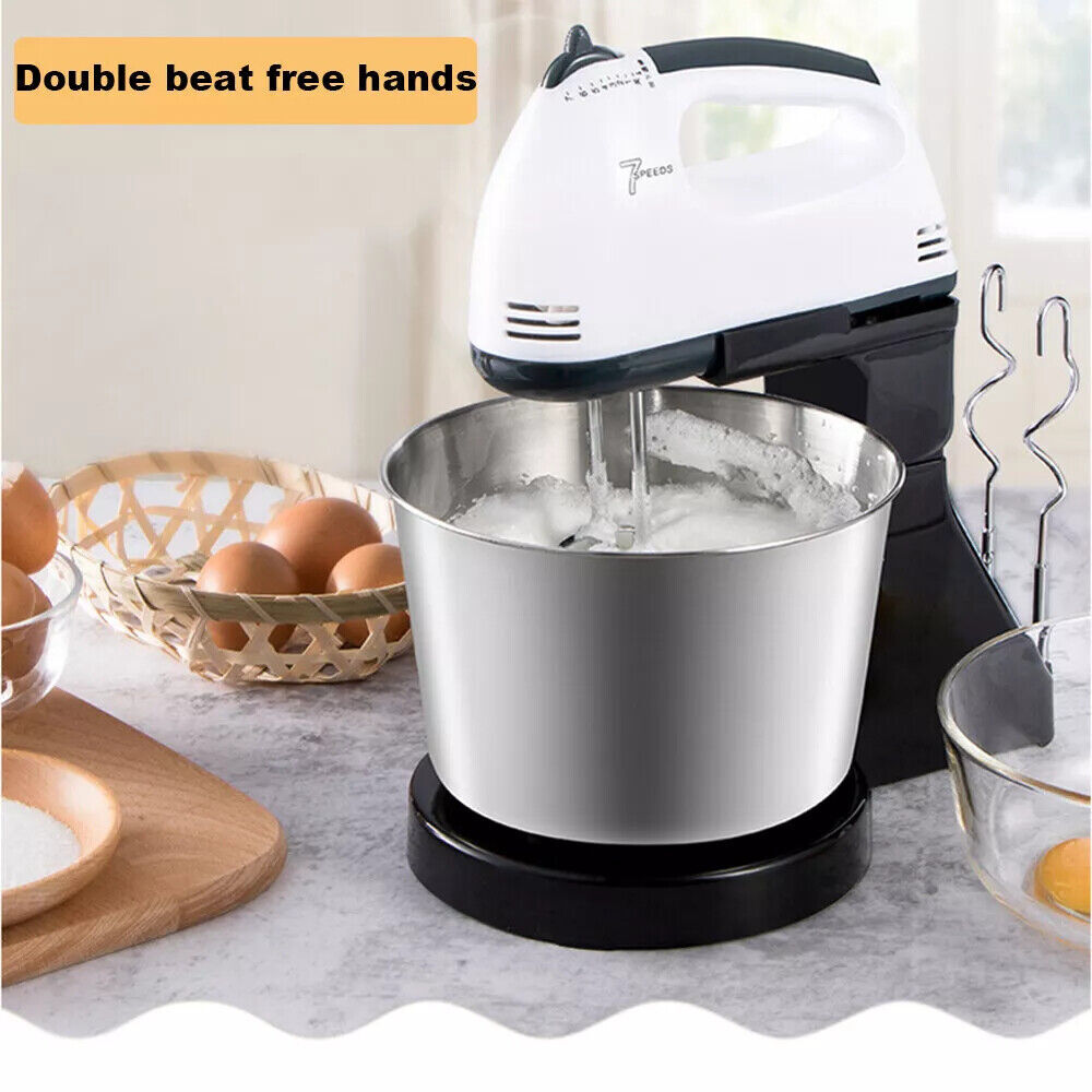 7 Speed Electric Stand Mixer Stainless Steel Cake Mixing Bowl Blender Egg Beater