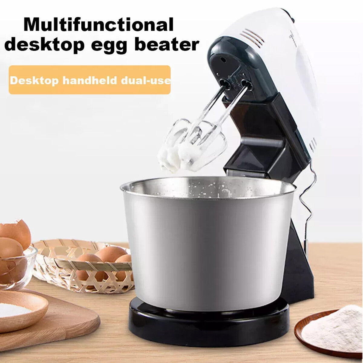 7 Speed Electric Stand Mixer Stainless Steel Cake Mixing Bowl Blender Egg Beater