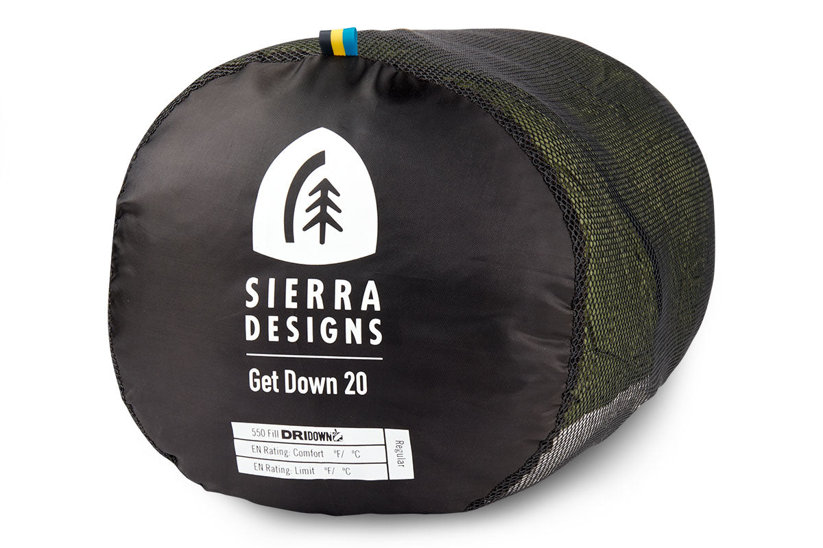 Sierra Designs Get Down 20°F (-7°C) 550-Fill DriDown Sleeping Bag - Long - Green/White
