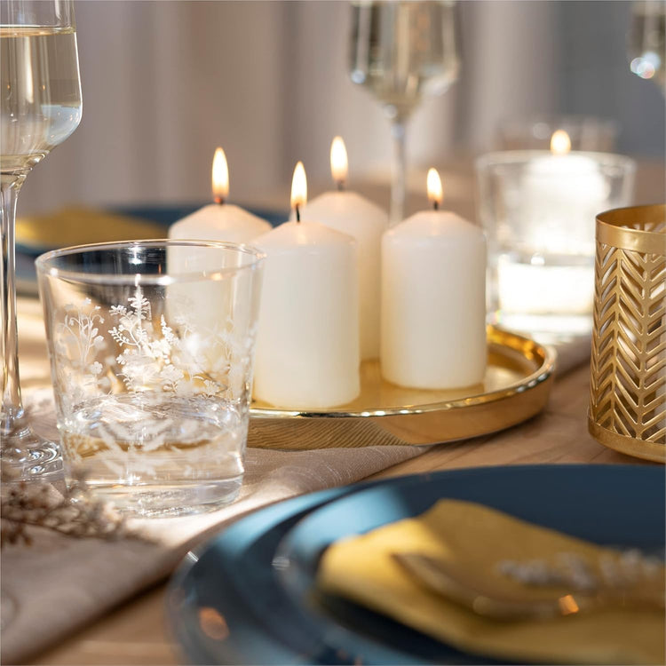 Hofer Ivory Pillar Candles - Set of 80 Decorative Small Candles - 4 x 7 cm - 11 Hours Long Burning - Unscented - Dripless - Smokeless - RAL Quality