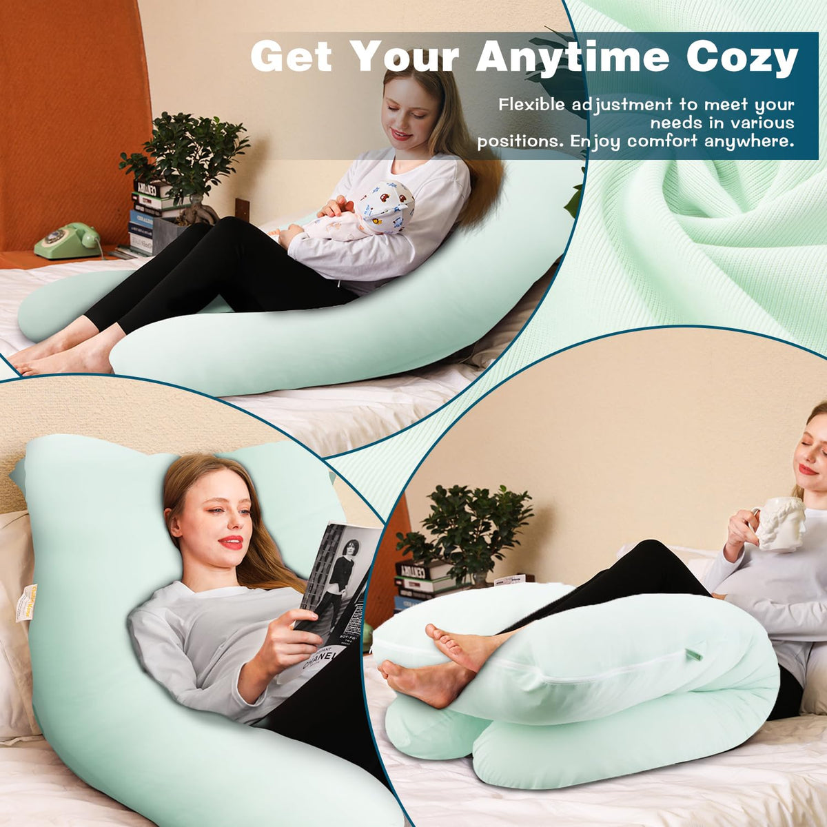Chilling Home Pregnancy Pillow Cooling,Jersey 55 inches Maternity Pillow for Pregnant Women, Comfortable U Shaped Full Body Pillow Pregnancy Pillows