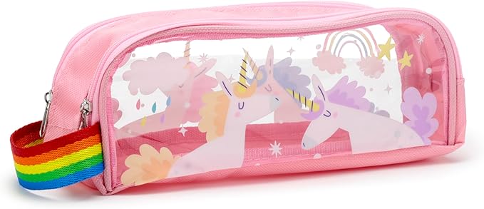 Unicorn Magic Clear Window Pencil Case - School Equipment Stuff - Pencil Cases - Large Capacity Preppy Pencil Case - Zipper Pouch - Office Essentials Pencils Case Cute - Pencilcase Pen Case