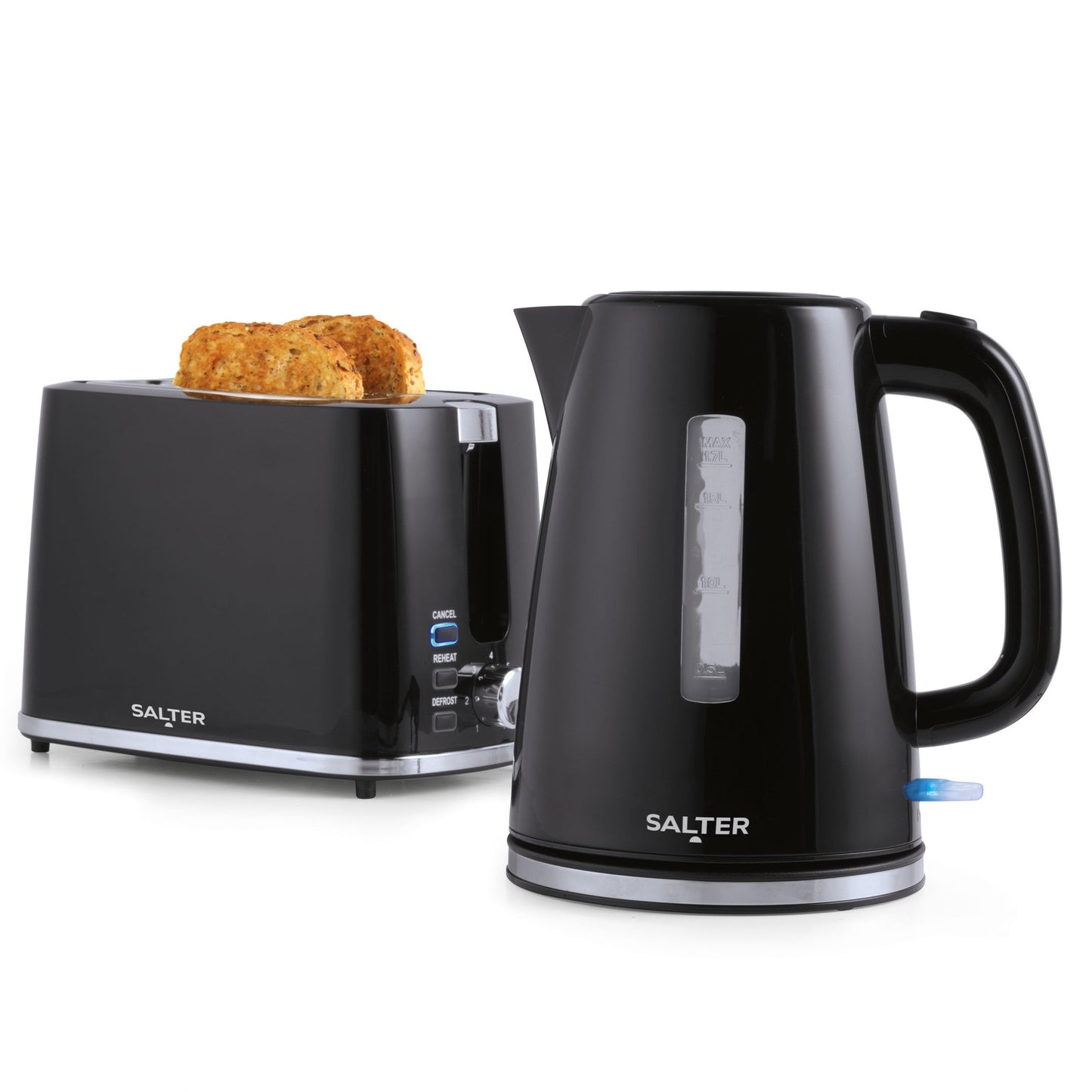 Salter COMBO-9133 Deco Kettle and Toaster Set  Rapid Boil 3 kW Kettle With Removable Limescale Filter, 2-Slice Wide Slot Electric Toaster, Crumb