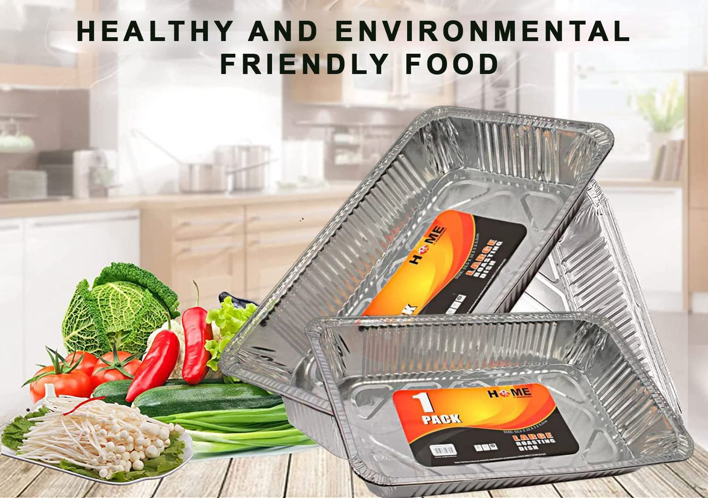 Best House Extra Large Aluminium Foil Baking Trays - Foil Tray for Food Storage, Baking, Roasting (L 52.5 x W 32.5 x H 7.9 cm) (Pack of 50 Trays)