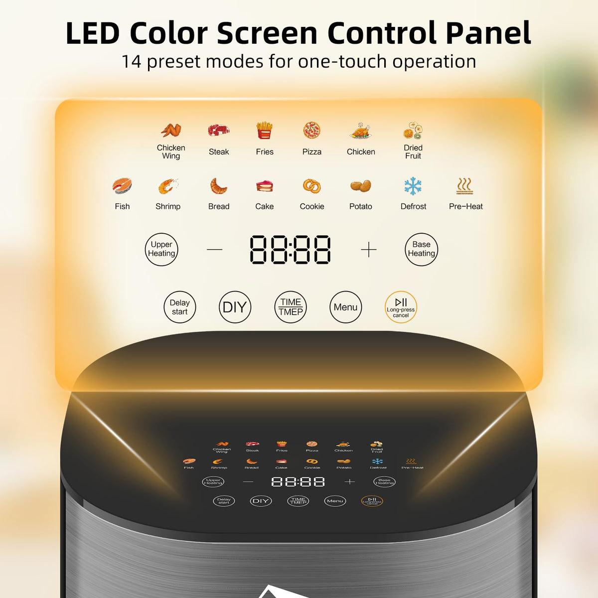Uten Dual Blaze Air Fryer 5.5L Visual Window, Color Screen, 14 Pre Menus, Delayed Start, Stainless Oil Net, 2 Fast Heaters Independently Controllable,