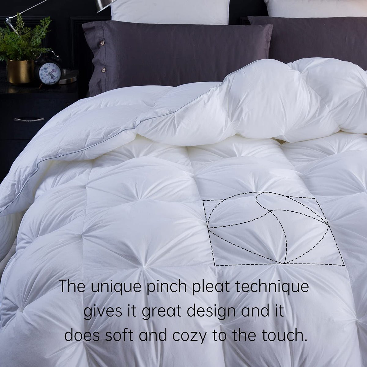 Three Geese Double Size Duvet,Goose Feather Down Duvet All Year Round 10.5 Tog, 100% Organic Cotton Cover, Double Quilt Bed Comforter (White)