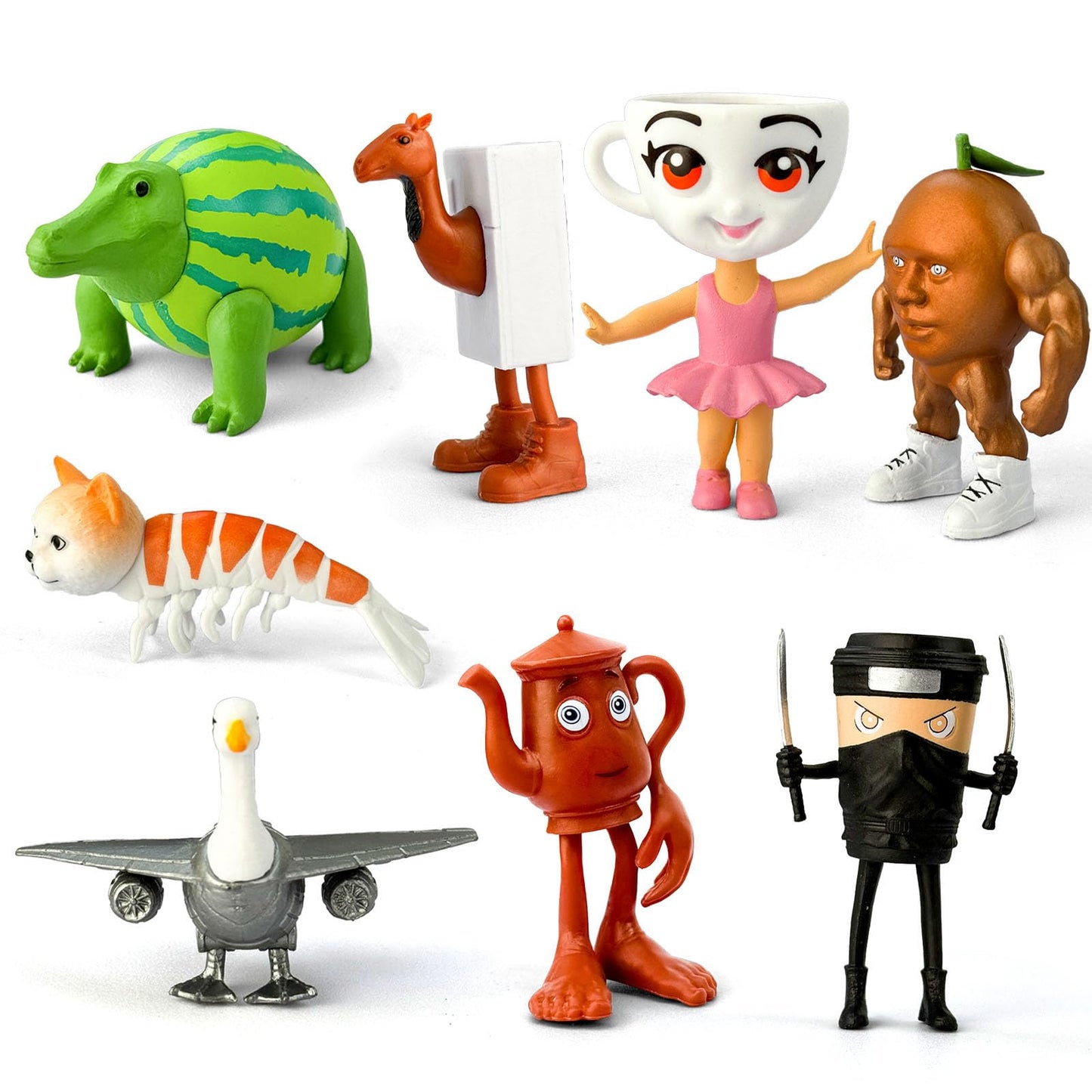 8 Pcs Italian Brainrot Action Figures, Tralalero Travala Toy Set Tralalero Travala, Tung Tung Tung Sahur, Brr Brr Patapim - Brainrot Fidget Toys, Decorations Gifts for Office Room Figurine Decoration