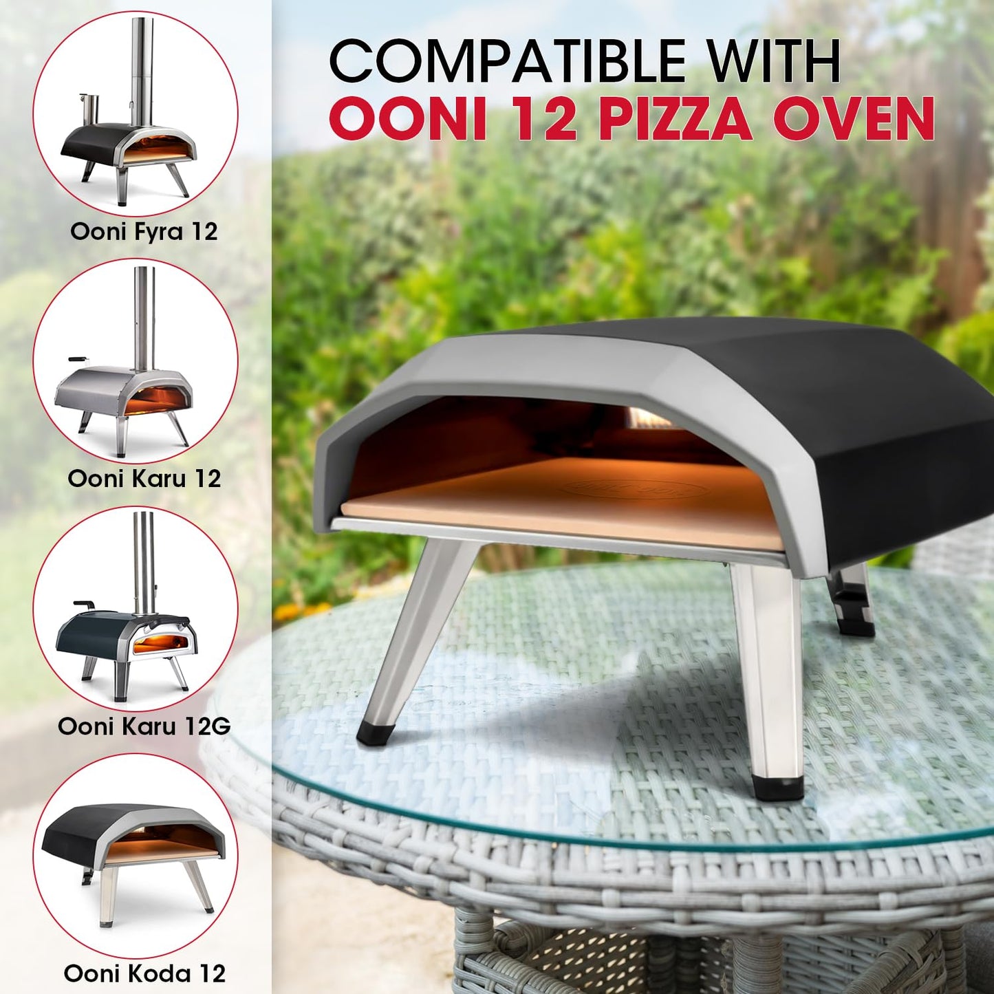 Unicook Square Pizza Stone 33cm, Heavy Duty Ceramic Baking Stone for Oven, BBQ and Grill, Ideal for Making Crisp Crust Pizza, Bread, Cookies and More,