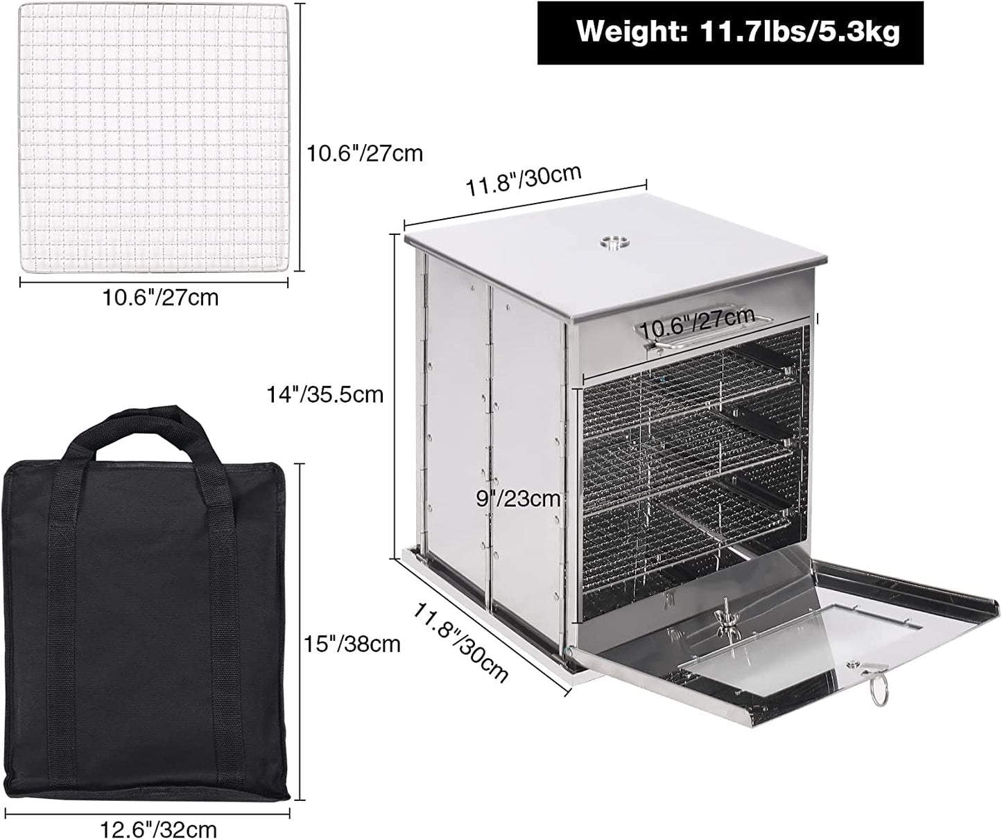 REDCAMP foldable camping oven with 3-tier grill, stainless steel oven for propane oven baking, grilling, outdoor cooking