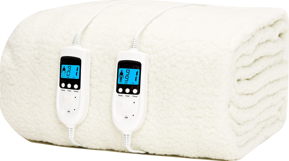 Homefront Electric Blanket King Size Bed Dual Control - 152x203x40cm - Fleece Fitted Heated Mattress Cover Underblanket with Skirt - Overheat