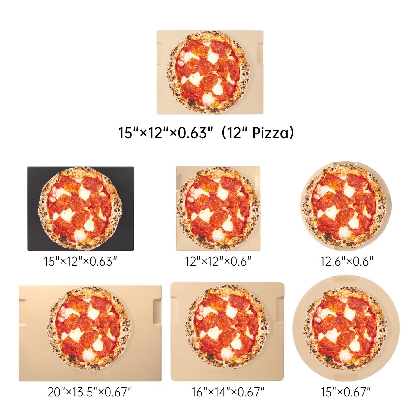 ROCKSHEAT Pizza Stone Set, 30 x 38cm Rectangular Pizza Stone for Oven Grill BBQ with Wooden Pizza Peel & Oven Mitts, Durable Cordierite Baking Stone
