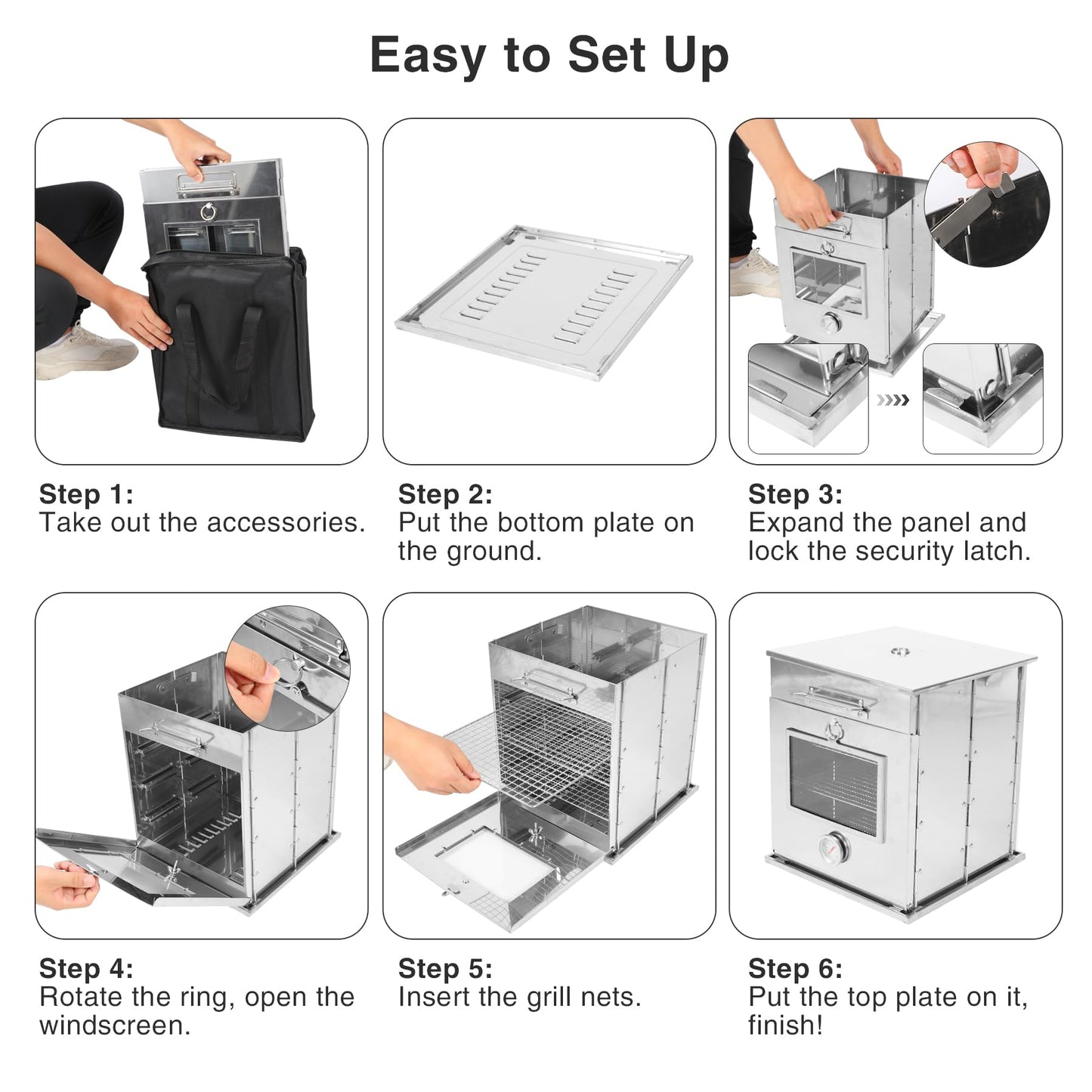 REDCAMP foldable camping oven with 3-tier grill, stainless steel oven for propane oven baking, grilling, outdoor cooking