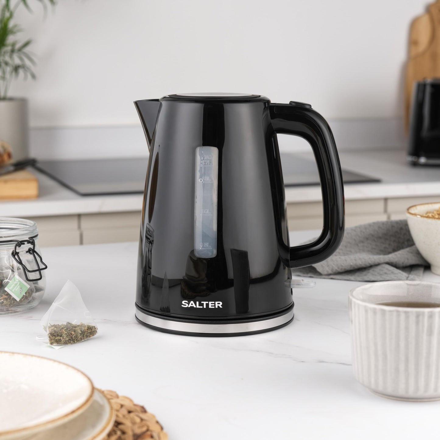 Salter COMBO-9133 Deco Kettle and Toaster Set  Rapid Boil 3 kW Kettle With Removable Limescale Filter, 2-Slice Wide Slot Electric Toaster, Crumb