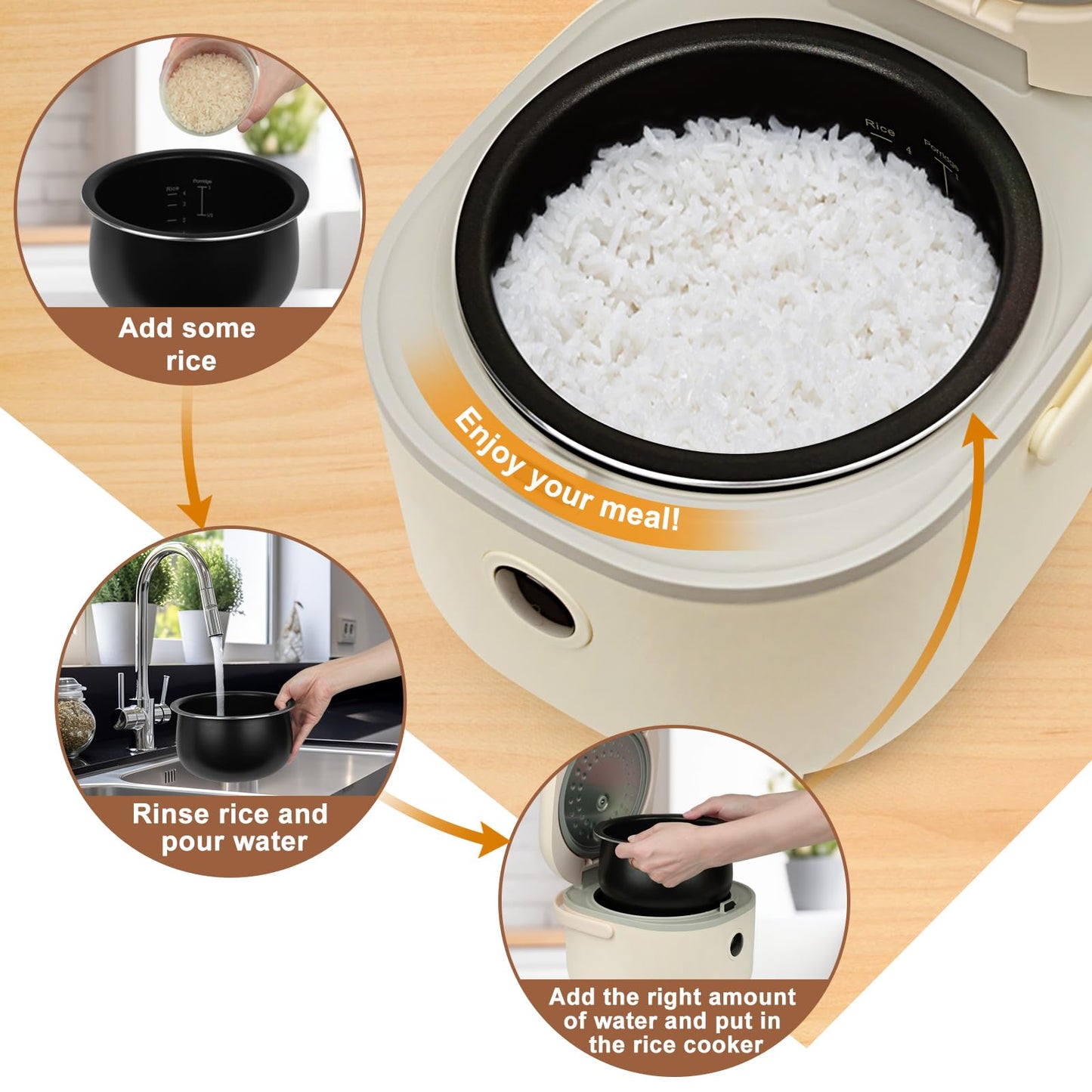 Bear Multifunctional 4 Cups(Uncooked) Rice Cooker with Steamer and 6 Rice Cooking Functions for 2-3 People - Perfect for White/Brown Rice, Porridge,