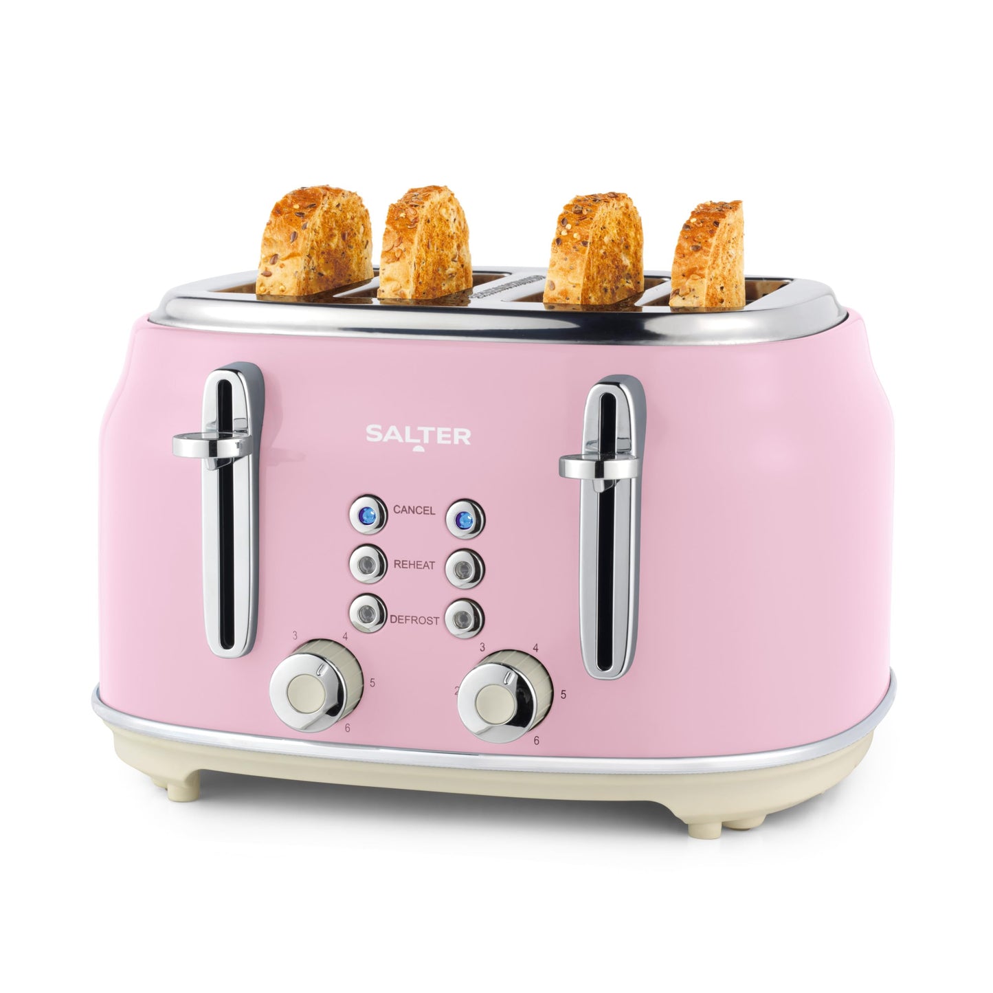 Salter Retro Pink Kettle & Toaster Set  1.7L Fast Boil Kettle with Removable Limescale Filter, 4-Slice Wide Slot Toaster for Thick Bread/Bagels, Blue