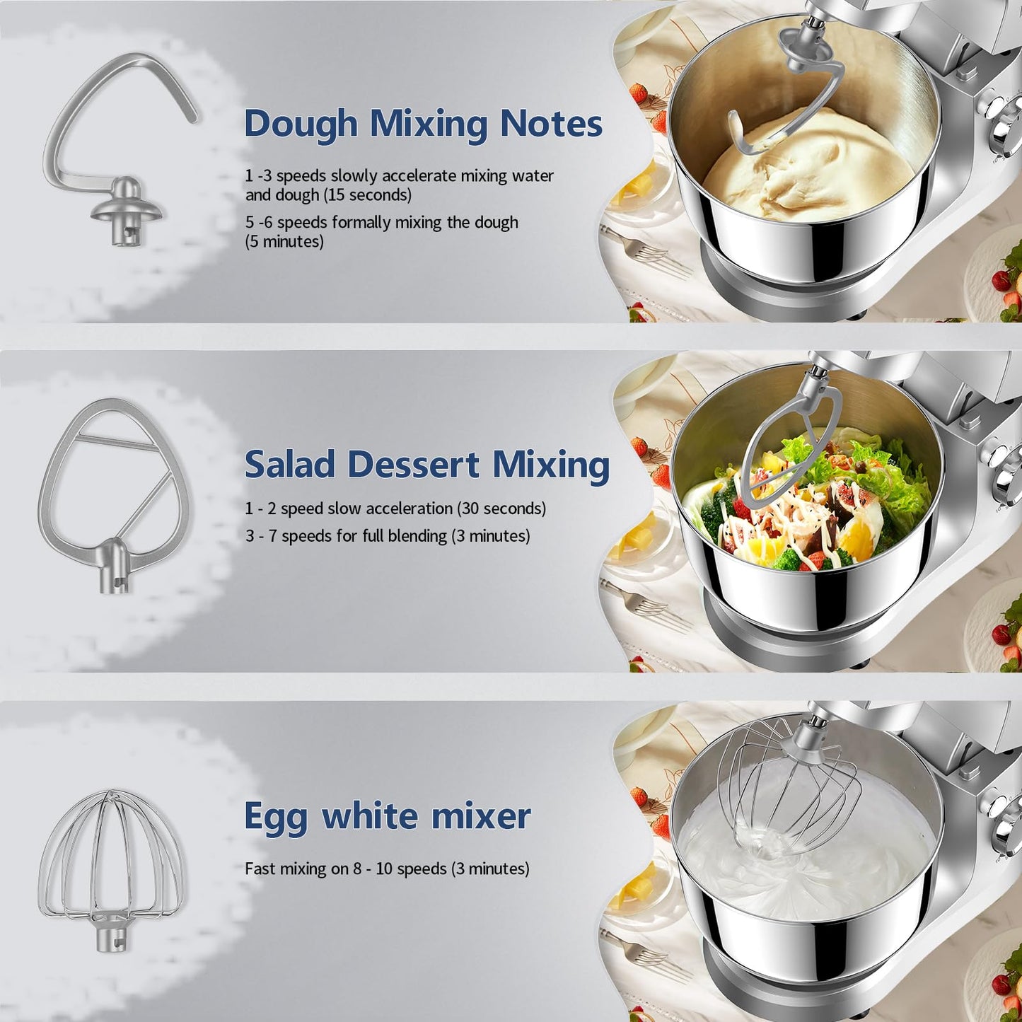 Vezzio Small Stand Mixer,4.5 liters Food Mixers for Baking,1500W 10-Speed Kitchen Cake Mixers,Electric Kitchen Mixers with Small form-factor, Easy to