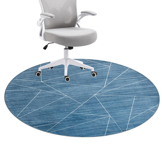 Honorstar Office Chair Mat for Hardwood Floor & Tile Floor 120 cm Desk Chair Mat Round Rug Floor Protector Floor Mat for Hard Floor Anti Slip Blue