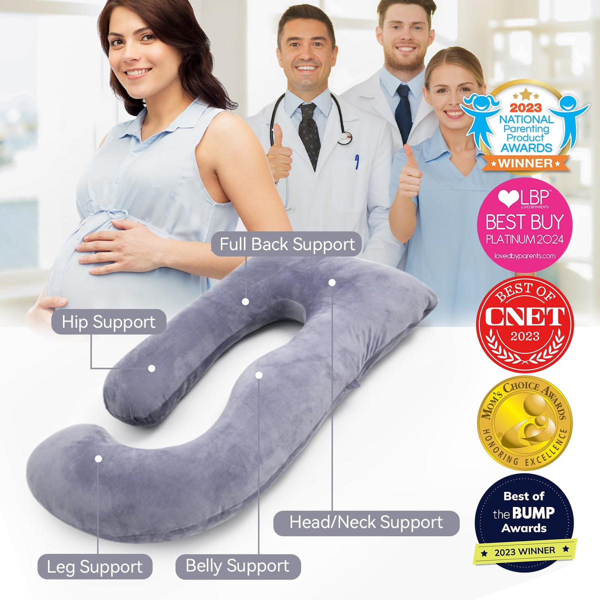momcozy Pregnancy Pillows for Sleeping, U Shaped Full Body Maternity Pillow with Removable Cover - Support for Back, Legs, Belly, HIPS for Pregnant