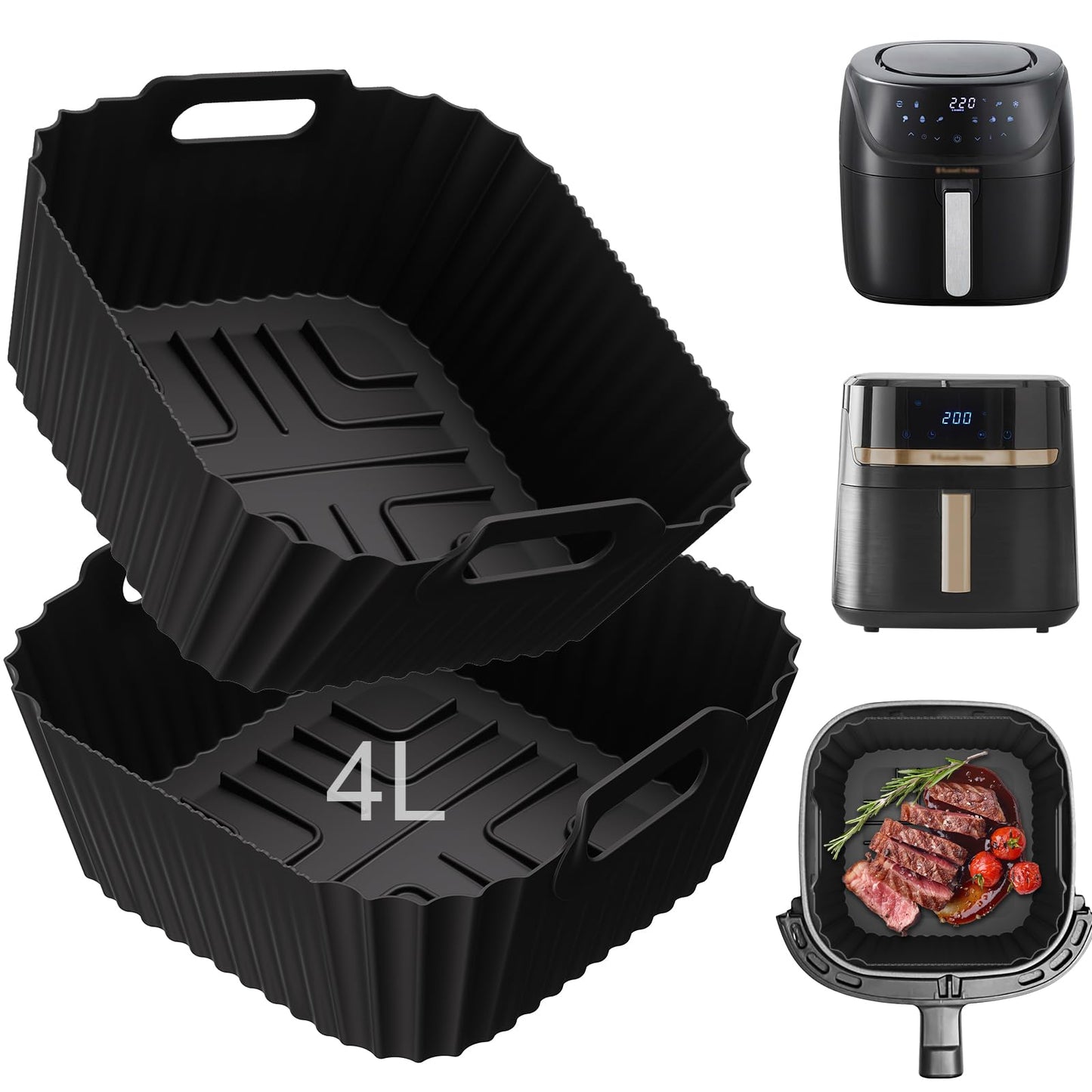 Silicone Air Fryer Liners for Russell Hobbs 4L 27160, 2 PCS Airfryer Accessories Silicone Mould for Russell Hobbs 4.3L 27610 Reusable Silicone