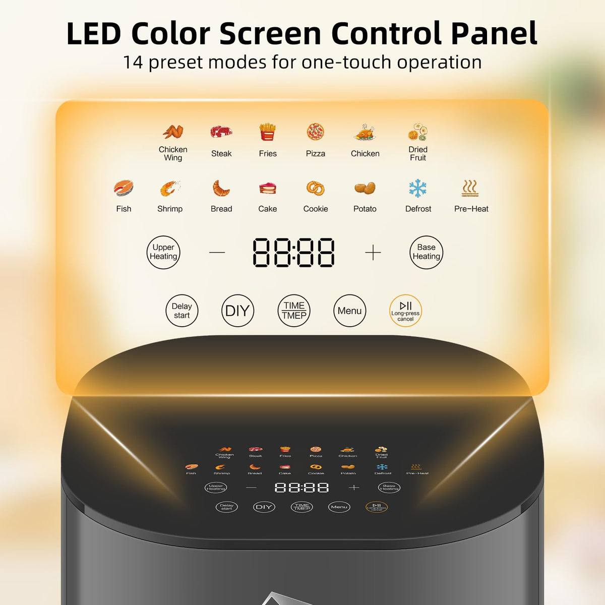 Uten Dual Blaze Air Fryer 5.5L Visual Window, Color Screen, 14 Pre Menus, Delayed Start, Stainless Oil Net, 2 Fast Heaters Independently Controllable,
