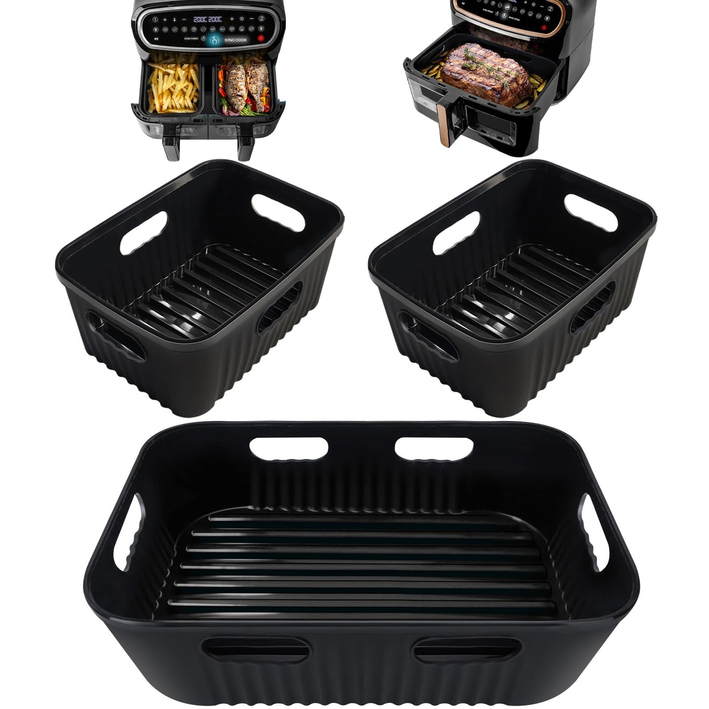 Goodpejine 3PCS Air Fryer Accessories Set, Silicone Air Fryer Liner Compatible for Duronic AF34 10L, Instant 8.5L, Reusable Airfryer Accessories