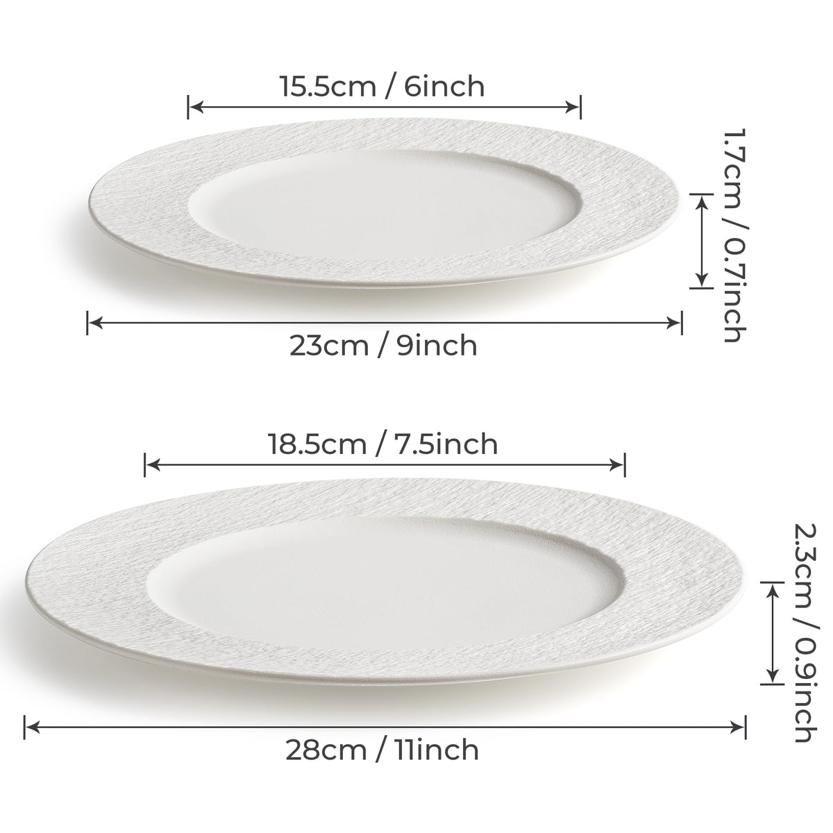 MIAMIO - 23 cm, Set of 4 Dinner Plates/Ceramic Plate Set, Crockery Set - Modern Plates, Microwave and Dishwasher Safe - Oasis Collection