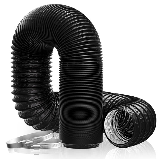 Hon&Guan 125mm Aluminium PVC Ventilation Air Ducting 5inch Flexible Vent Hose Pipe for Extractor Fan, Tumble Dryer, Cooker Hood125mm*5m,Black
