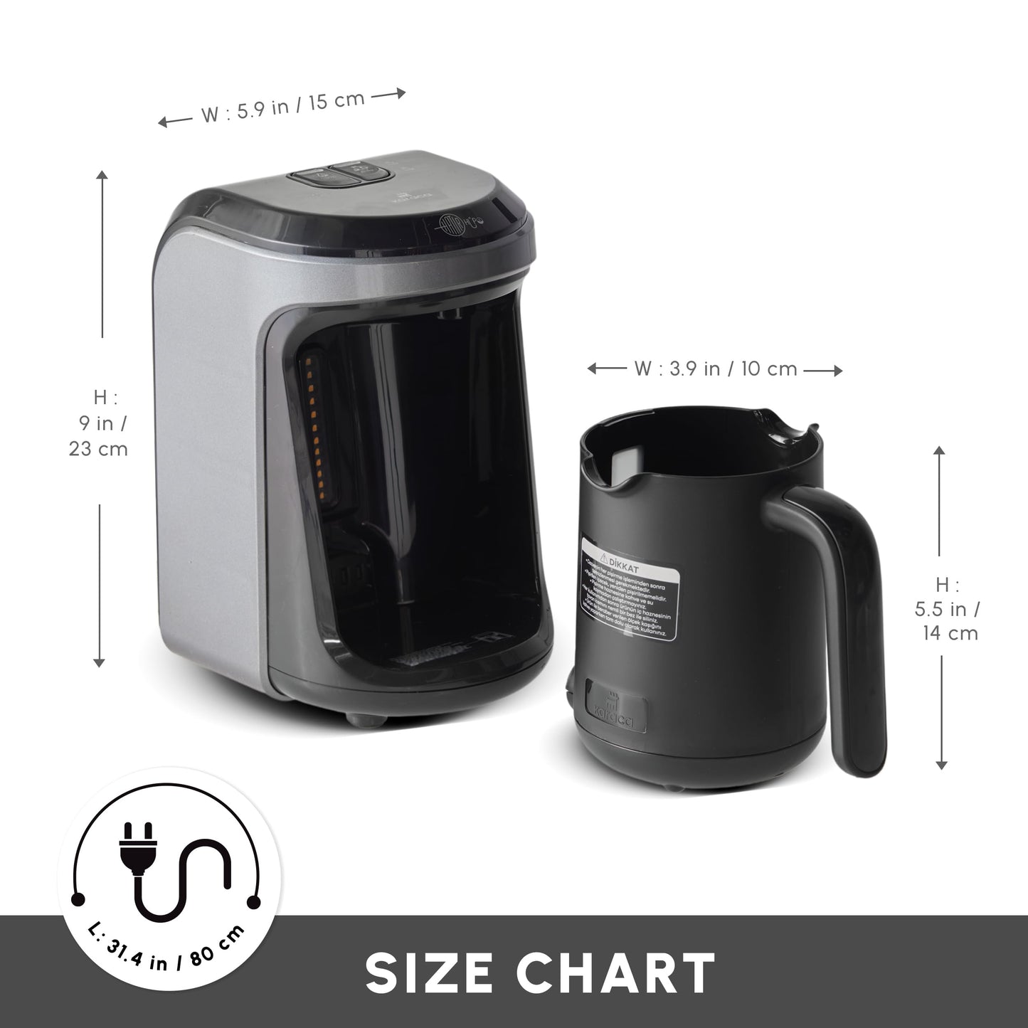 KARACA Hatr Hps Turkish Coffee Maker & Milk Option - 300 Ml Automatic Small Turkish Coffee Machine with Measuring Spoon & Cleaning Brush - 5 Cup