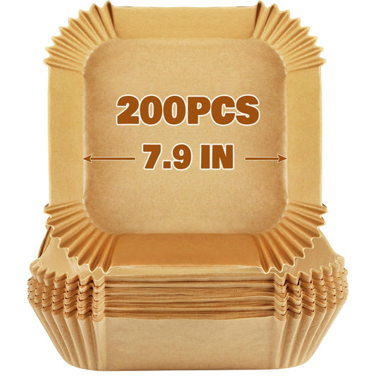 YQL 200PCS Air Fryer Liners Square, 7.9inch Parchment Paper for Airfryer 5L-7.5L, Non Stick Disposable Air Fryer Accessories for Tefal Easy