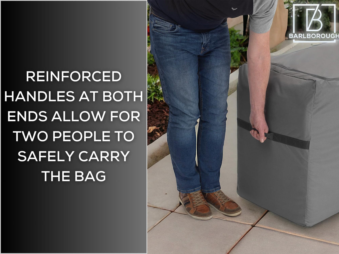 Barlborough Garden Cushion Protective Storage Bag Cover | XLarge 200 x 75 x 60cm | For Outdoor Furniture Sofa Cushions Grey