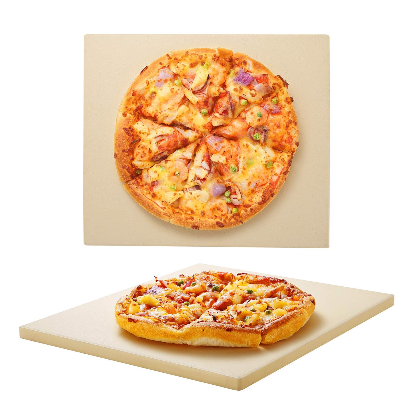 Unicook Square Pizza Stone 33cm, Heavy Duty Ceramic Baking Stone for Oven, BBQ and Grill, Ideal for Making Crisp Crust Pizza, Bread, Cookies and More,