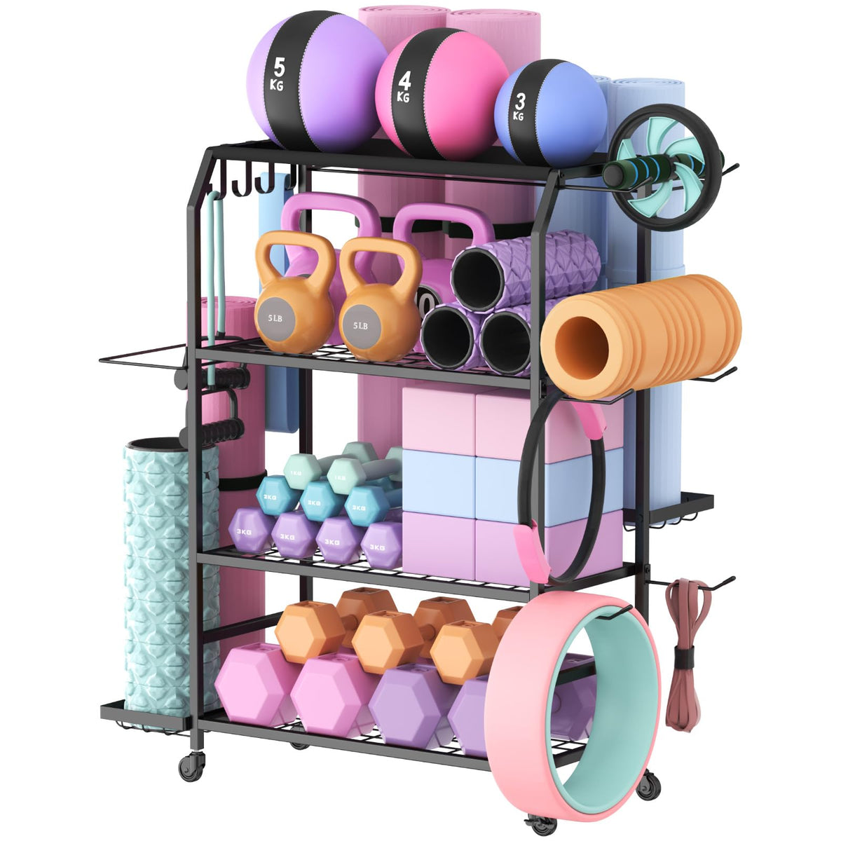 Lifewit Yoga Mat Holder, Home Gym Storage For Yoga Equipments,Fitness Equipments Organizer for Dumbbell, Kettlebell, Yoga Block, Foam Roller,Pilates