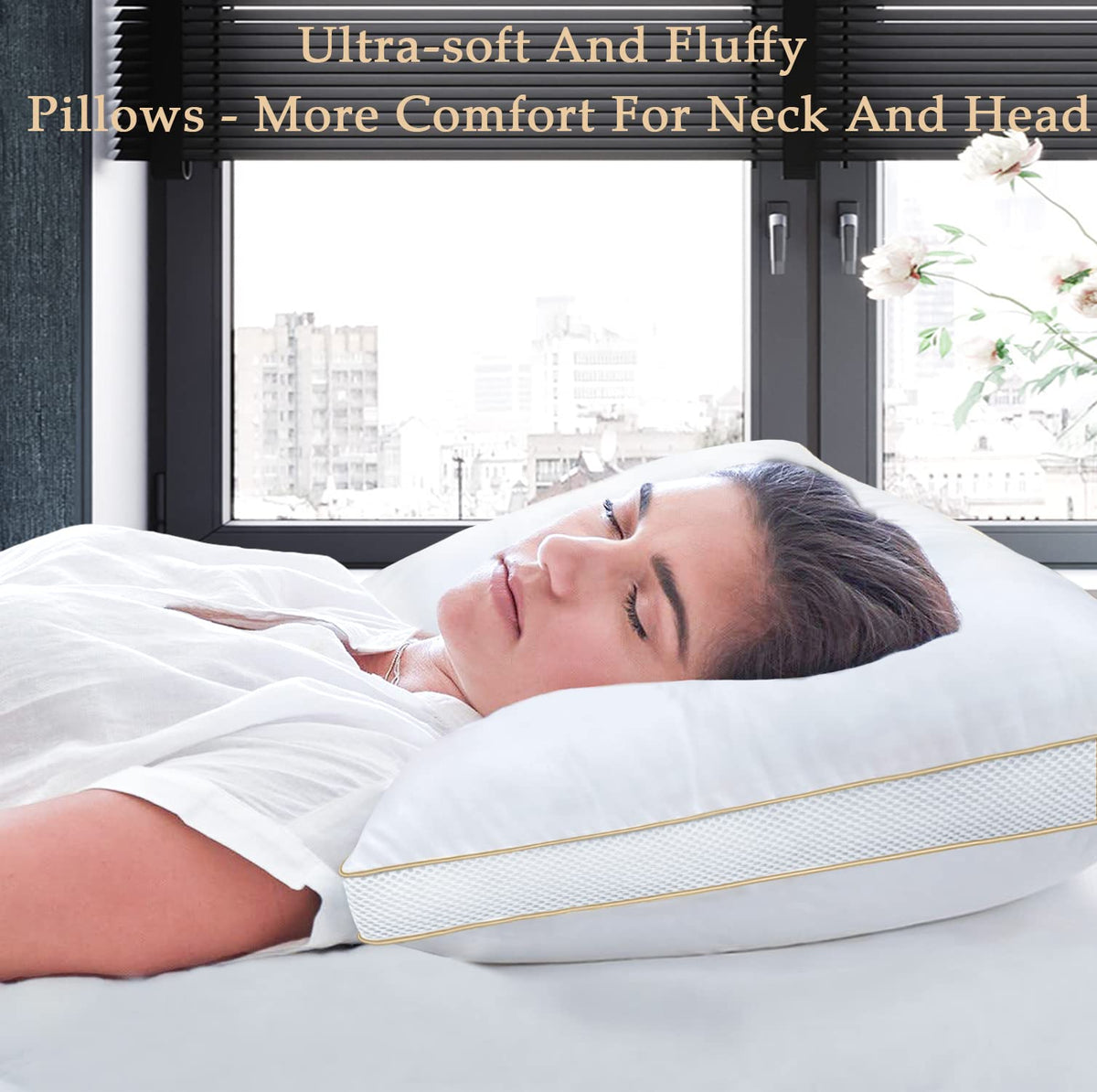 Sofslee Pillows 2 Pack , Hotel Hypoallergenic Bed Pillows for Neck Pain, Luxury Sleeping Pillows of 2 for Side and Back Sleepers, Down Alternative