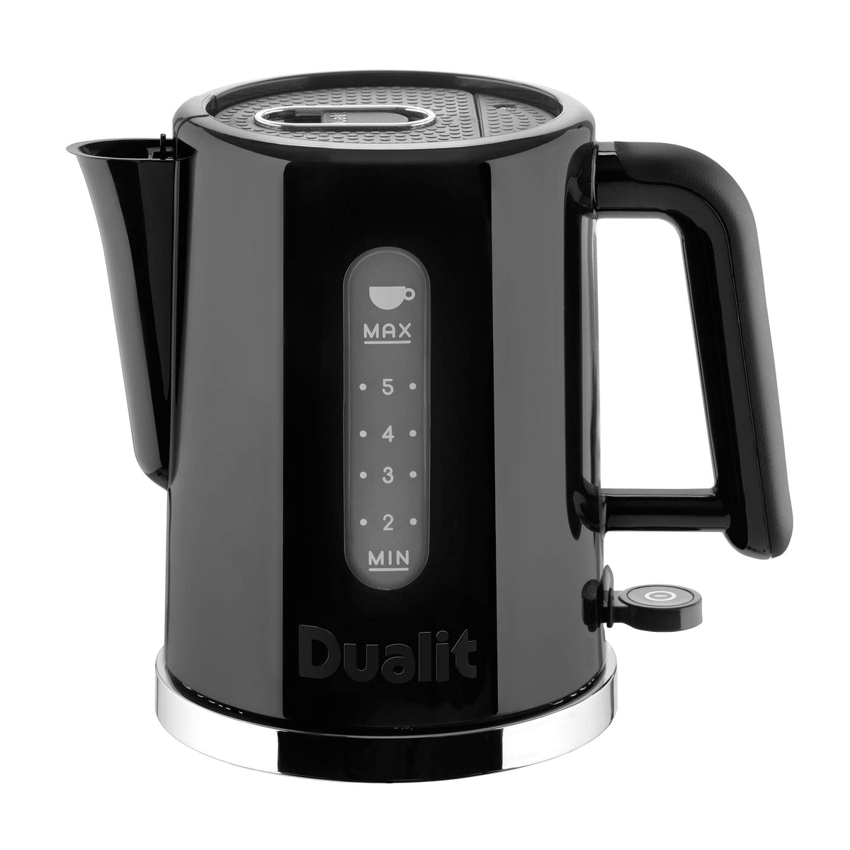 Dualit Studio Kettle | 1.5L 2.4KW Jug Kettle in Black with Polished Trim | Dual Measuring Windows | Fast Boiling BPA Free Kettle | Patented Sure Pour