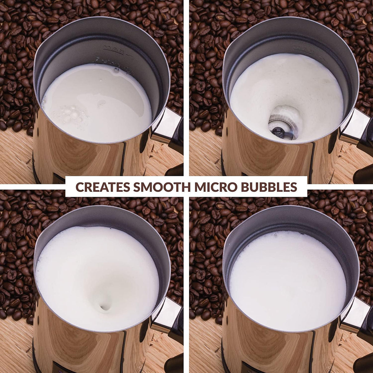 Andrew James Multi-Functional Electric Milk Frother & Milk Steamer, 500W 300ml 5 Functions 1 Touch Operation, Non-Stick, Hot Chocolate Heater, Milk