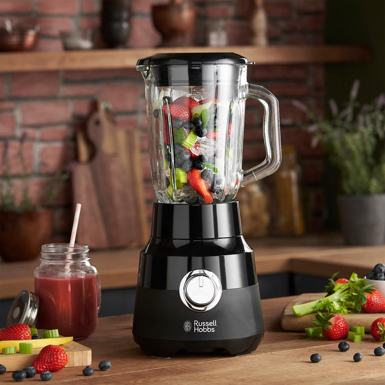 Russell Hobbs Desire Jug Blender, 1.5L Glass Jug, Make healthy soup/ smoothie/milkshake, 2 Speed Settings & Pulse, Removable Stainless Steel blades