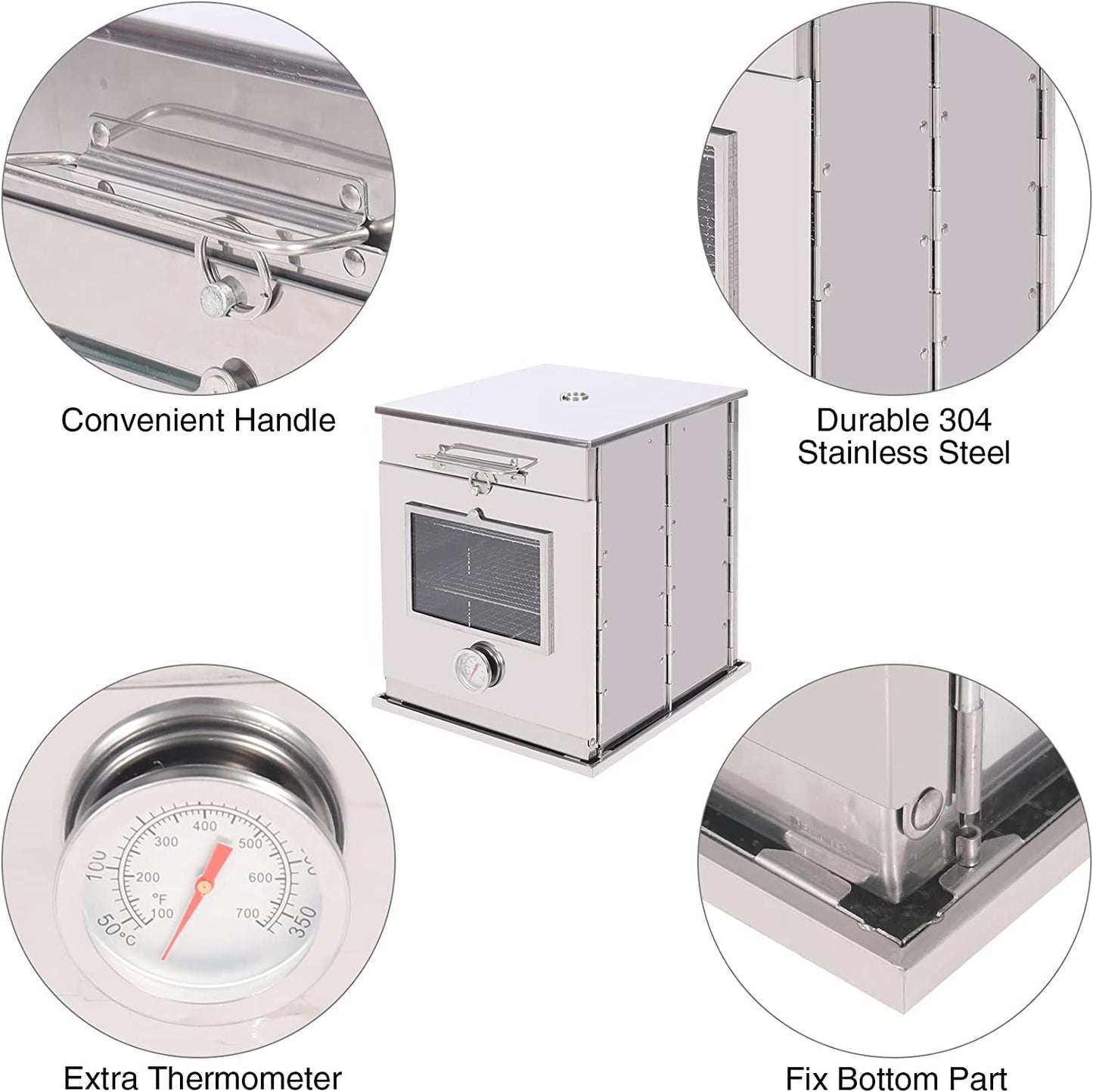 REDCAMP foldable camping oven with 3-tier grill, stainless steel oven for propane oven baking, grilling, outdoor cooking