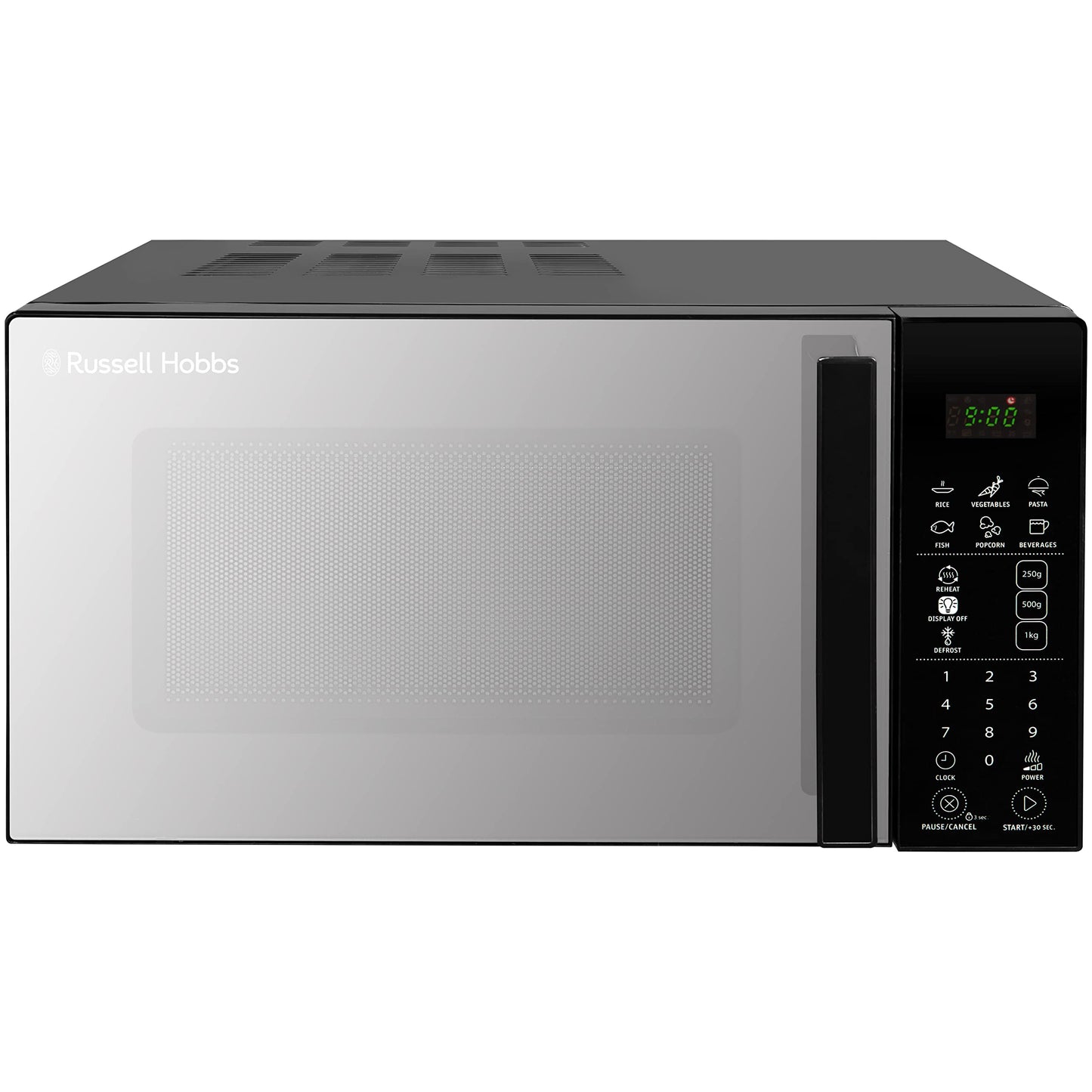Russell Hobbs RHMT2004B 20 L 800 W Touch Control Digital Solo Microwave in Black with 10 Power Levels, 6 Auto Cook Menus, Defrost Control, Clock and