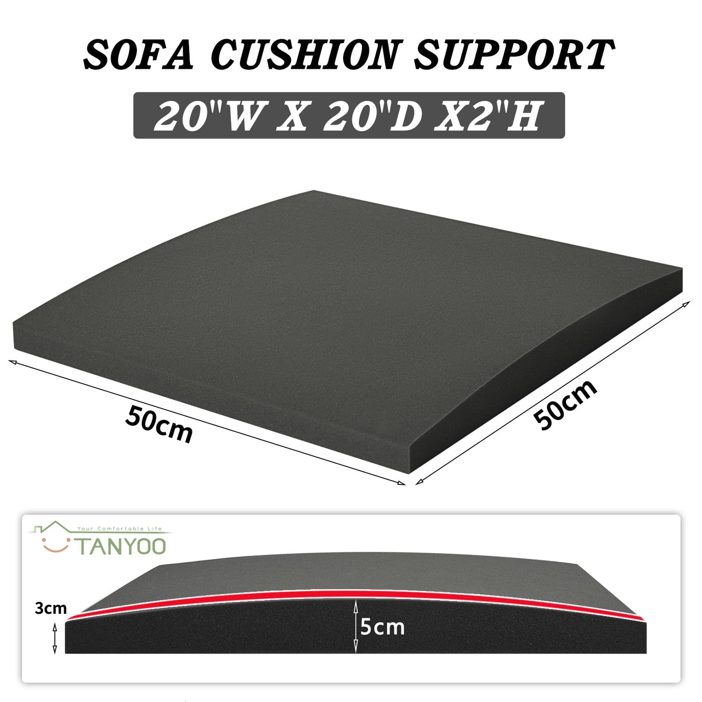 TANYOO Sofa Cushion Support for Sagging Seat Curve Furniture Seat Under Cushion Sag Repair -3Pack