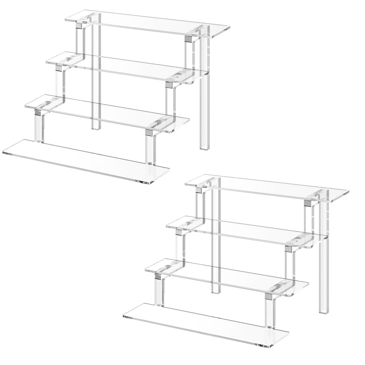 Janaden Acrylic Display Stands Perfume Organizer Risers Shelf for Pop Figures, Cupcake Dessert Stand, Clear Shelves for Small Collectibles - 2 Pieces