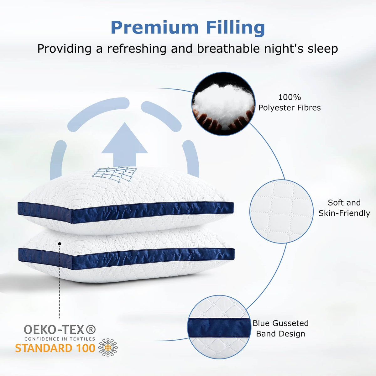 Slybear Pillows 2 Pack, Hotel Quality Bed Pillows with Down Alternative for Neck and Shoulder Pain, Supportive Hypoallergenic Skin-friendly Standard