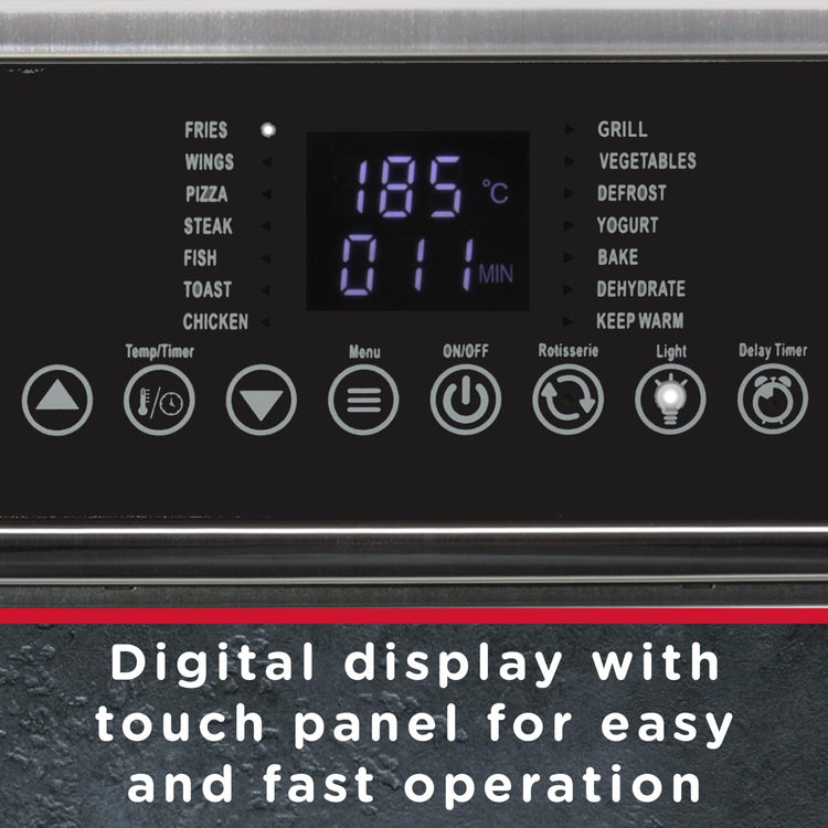 Sensio Home Gourmet Pro Clean Cook Air Fryer Oven - Dehydrator 1600W | 15L Capacity with Rotisserie Function and 14 Digital Preset Programs, Family