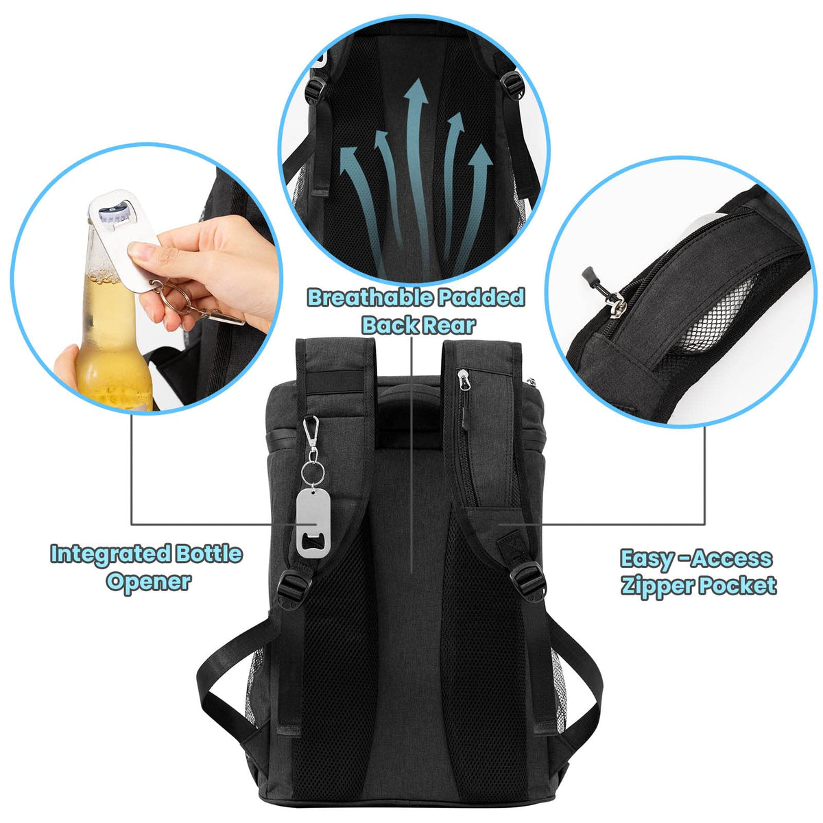 PENGDA 30L Cooler Backpack Rucksack - Insulated Cool Bag 39 Can Large Capacity Cool Backpack Waterproof Cooler Bags for Air Travel Camping Hiking
