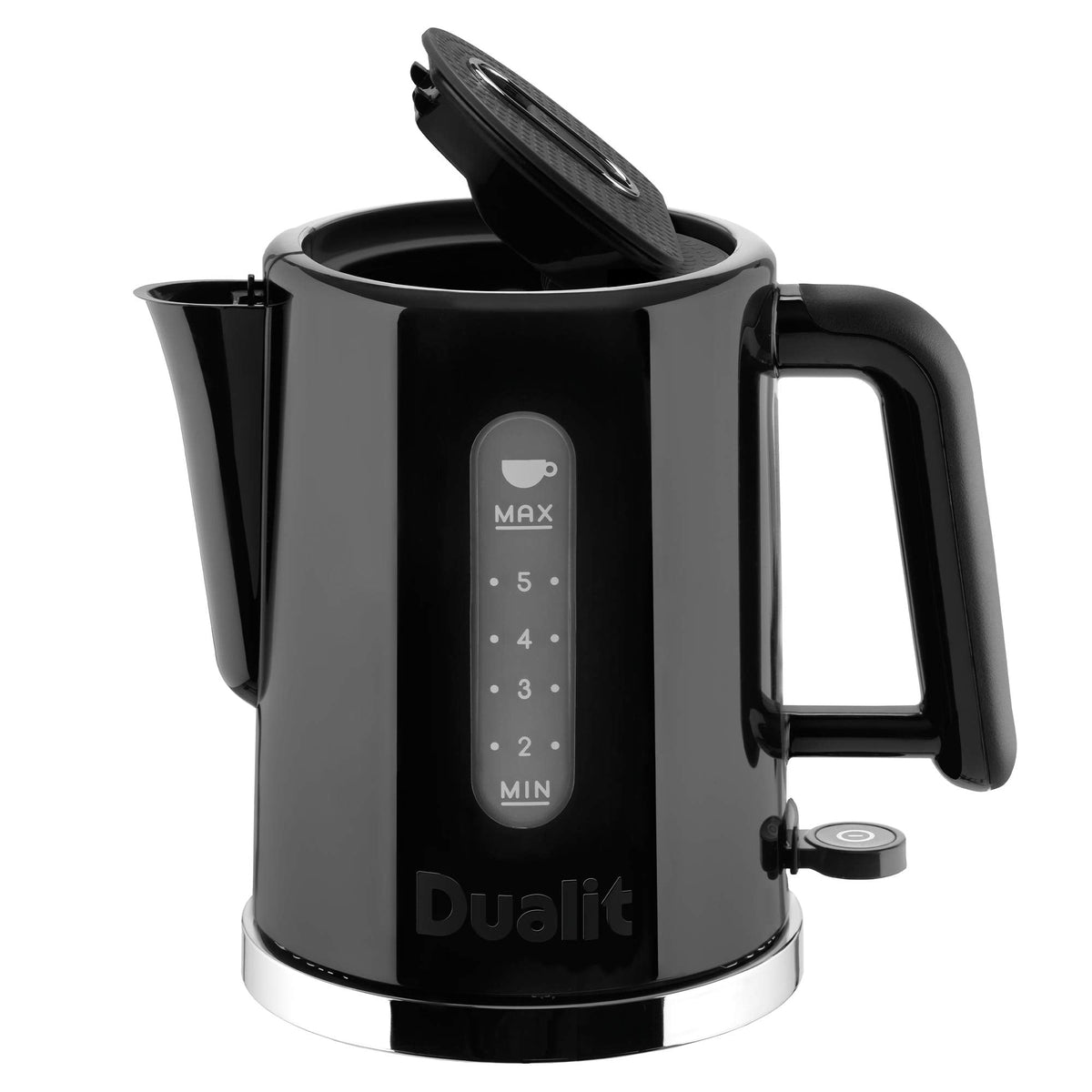 Dualit Studio Kettle | 1.5L 2.4KW Jug Kettle in Black with Polished Trim | Dual Measuring Windows | Fast Boiling BPA Free Kettle | Patented Sure Pour