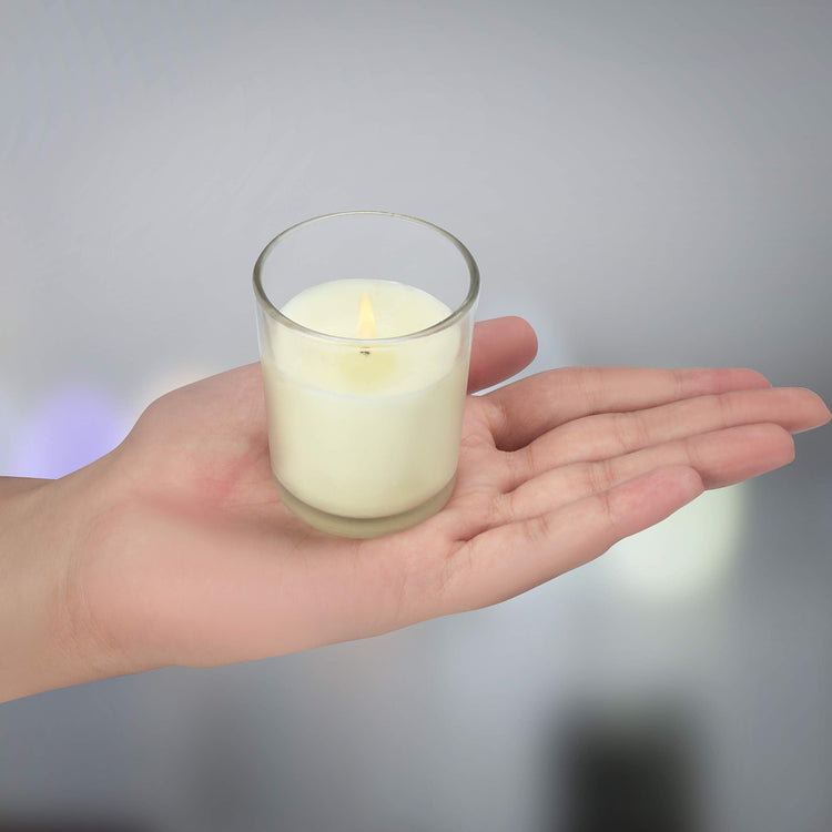 Belle Vous 48 Pack Unscented Clear Glass Filled Votive Candles - 12 Hour Burn Time - Clear Glass Holders with Hand Poured Warm White Wax Candles -